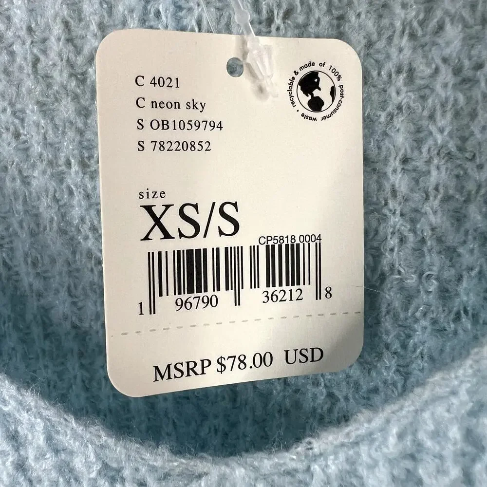 Intimately Free People Cozy Pullover Dress V-Neck Light Blue XS SMALL Knit